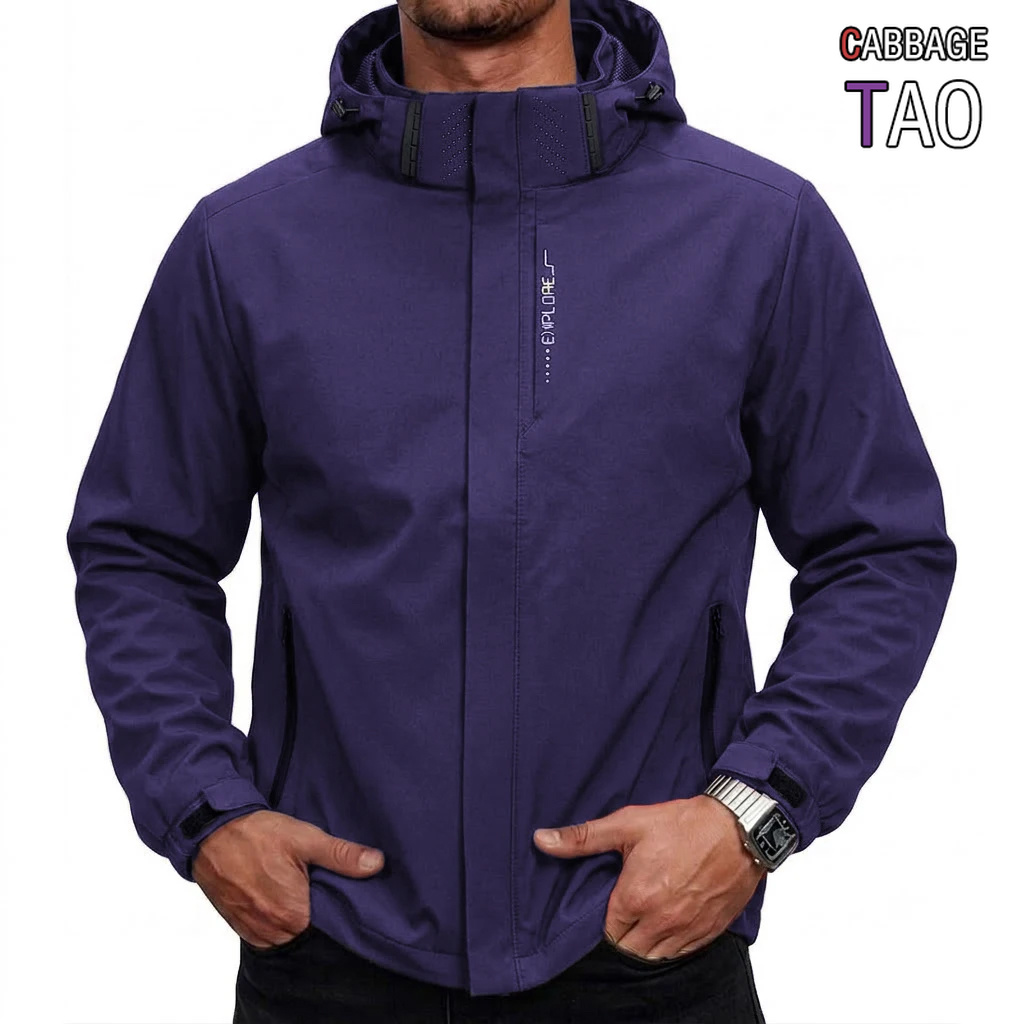 Cycling Rain Jacket Commute - เสื้อแจ็คเก็ตกันน้ำสำหรับผู้ชาย แบบกันลม มีฮู้ดถอดได้ พร้อมกระเป๋าหลายช่อง เหมาะสำหรับทำงาน ปั่นจักรยาน