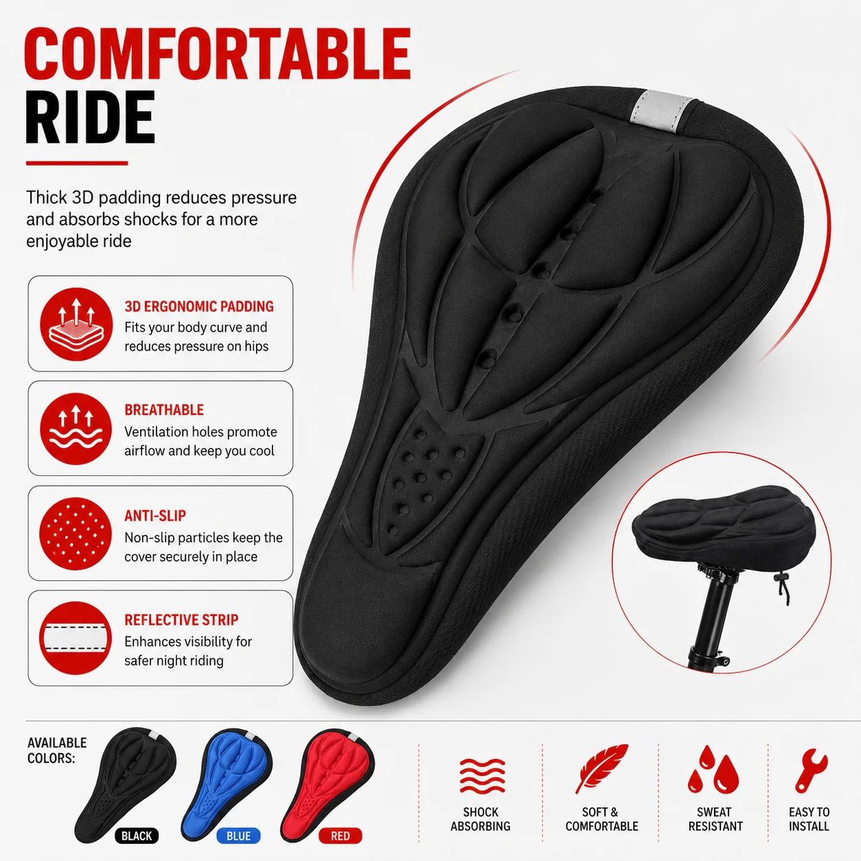ฝาครอบเบาะจักรยานแบบนุ่ม 3 มิต - Commuting By Bike บทวิจารณ์และราคา